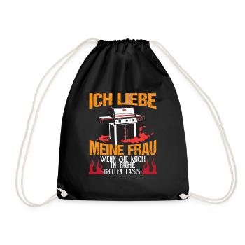 Grillen Grill Grillmeister Ich lieben meine Frau - Turnbeutel - Schwarz - Vorne