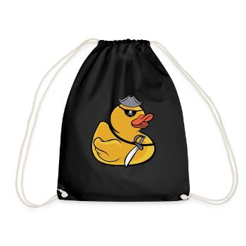 Pirate Rubber Duck Kids Cute Yellow Bath Duckie Du - Drawstring Bag - black - Front