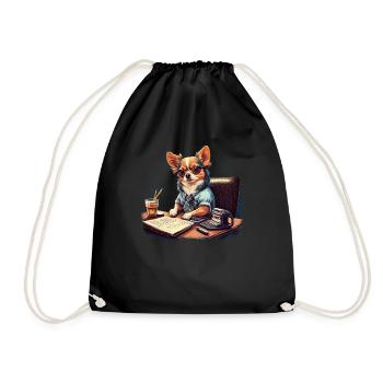 Chihuahua | Home Office Job Work Laptop Tie Funny - Drawstring Bag - black - Front