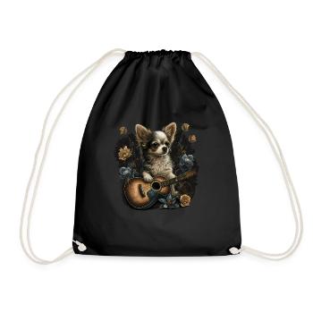 Chihuahua | Aloha Ukulele Hawaii Gitarre Lustiger - Turnbeutel - Schwarz - Vorne