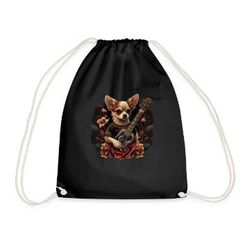 Chihuahua | Aloha Ukulele Hawaii Gitarre Lustiger - Turnbeutel - Schwarz - Vorne