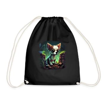 Chihuahua | Jeu Vidéo Amusant Gamer Comic Chien - Sac de sport léger - noir - Devant