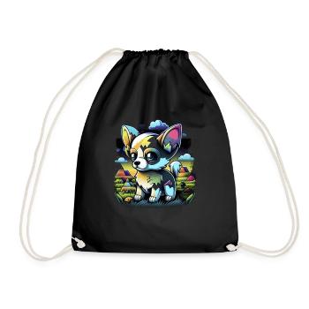 Chihuahua | Jeu Vidéo Amusant Gamer Comic Chien - Sac de sport léger - noir - Devant
