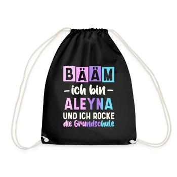 Name Aleyna Geschenk Grundschule - Turnbeutel - Schwarz - Vorne