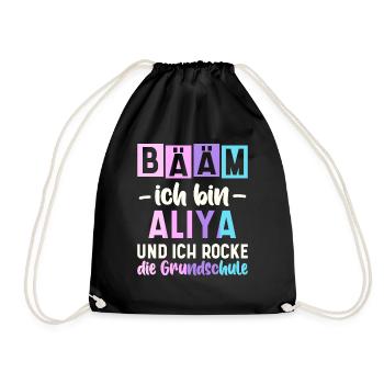 Name Aliya Geschenk Grundschule - Turnbeutel - Schwarz - Vorne