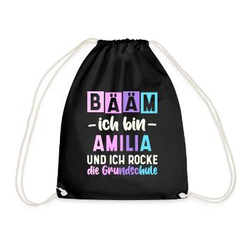 Name Amilia Geschenk Grundschule - Turnbeutel - Schwarz - Vorne