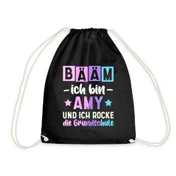 Name Amy Geschenk Grundschule - Turnbeutel - Schwarz - Vorne
