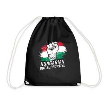Not Hungarian But Supportive Hungary Flag Country - Drawstring Bag - black - Front