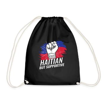 Pas haïtien mais soutient Haïti Pays drapeau - Sac de sport léger - noir - Devant