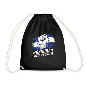 Not Honduran But Supportive Honduras Flag Country - Drawstring Bag - black - Front