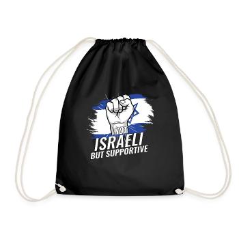 Not Israeli But Supportive Israel Flag Country - Drawstring Bag - black - Front