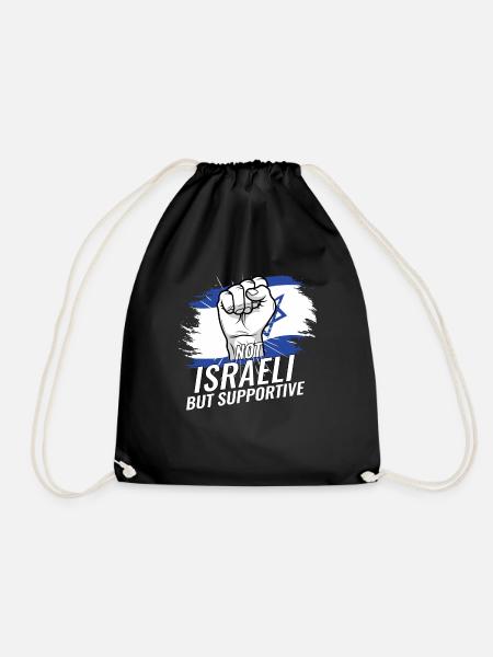 Not Israeli But Supportive Israel Flag Country - Turnbeutel - Schwarz
