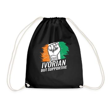 Not Ivorian But Supportive Ivory Coast Flag - Drawstring Bag - black - Front