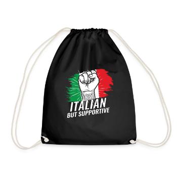 Not Italian But Supportive Italy Flag Country - Turnbeutel - Schwarz - Vorne
