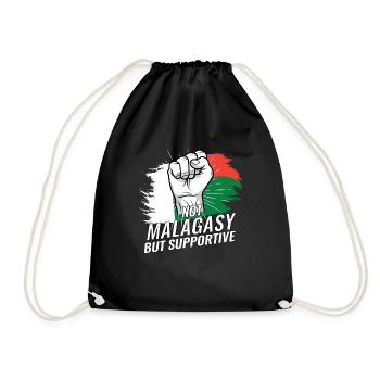 Not Malagasy But Supportive Madagascar Flag - Drawstring Bag - black - Front