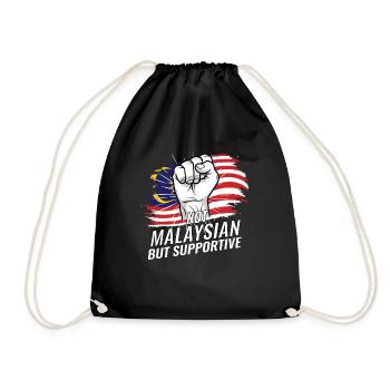 Not Malaysian But Supportive Malaysia Flag - Turnbeutel - Schwarz - Vorne