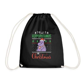 Je veux un hippopotame pour Noël - Sac de sport léger - noir - Devant