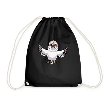 Lachender Hans Vogel Jägerliest Kawaii Emoticon - Turnbeutel - Schwarz - Vorne
