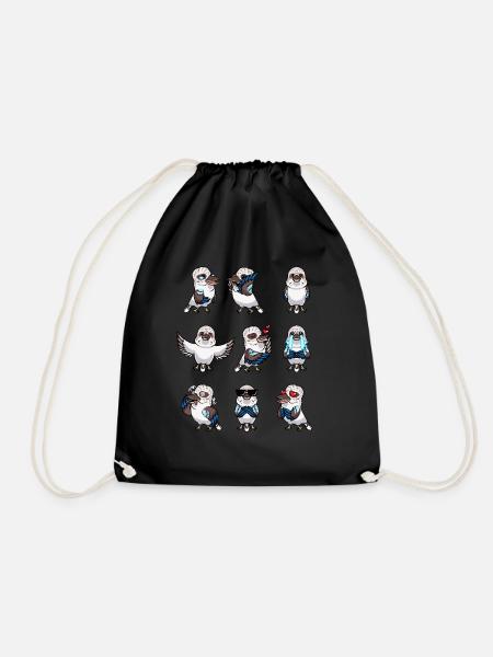 Lachender Hans Vogel Jägerliest Kawaii Emoticon - Turnbeutel - Schwarz