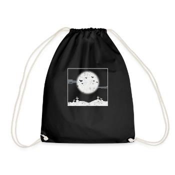 Bats in the full moon Halloween Creepy - Drawstring Bag - black - Front