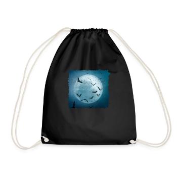 Bats in the full moon Halloween Creepy - Drawstring Bag - black - Front
