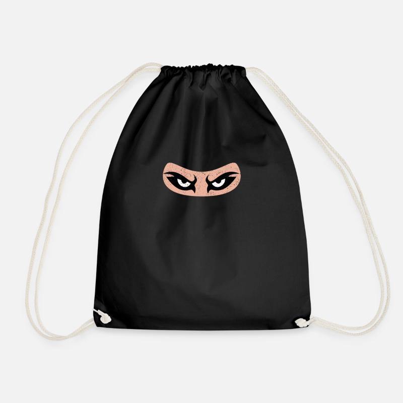 Ninja Eyes Funny Halloween Party Mask - Drawstring Bag - black