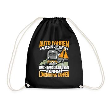 Lockführer Eisenbahner Auto fahren kann jeder - Turnbeutel - Schwarz - Vorne