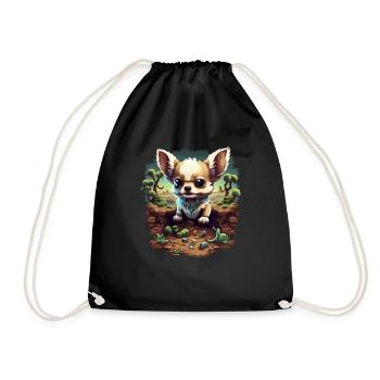 Chihuahua | Jeu Vidéo Amusant Gamer Comic Chien - Sac de sport léger - noir - Devant