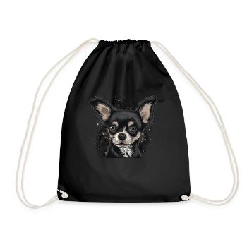 Chihuahua Mouse | Funny Comic Motif Movie Dog - Drawstring Bag - black - Front