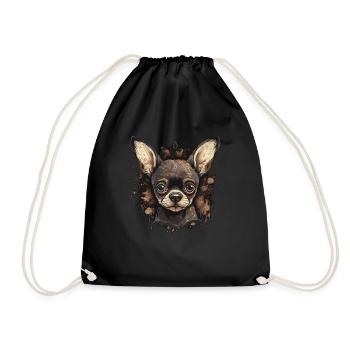 Chihuahua Mouse | Funny Comic Motif Movie Dog - Drawstring Bag - black - Front