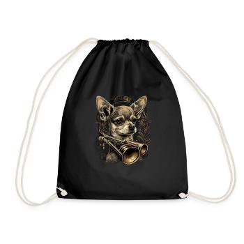 Chihuahua | Saxophone Musique Groupe Chien Drôle - Sac de sport léger - noir - Devant