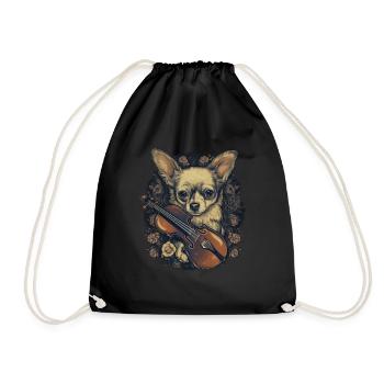 Chihuahua | Aloha Ukulele Hawaii Gitarre Lustiger - Turnbeutel - Schwarz - Vorne