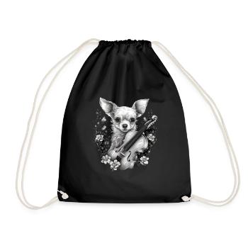 Chihuahua | Aloha Ukulele Hawaii Gitarre Lustiger - Turnbeutel - Schwarz - Vorne
