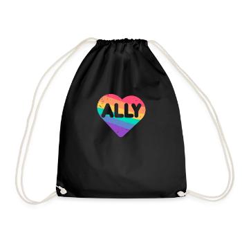 Ally Rainbow Flag Heart pour LGBT Gay Et Lesbienne - Sac de sport léger - noir - Devant