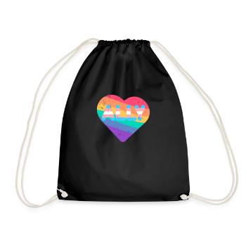 Ally Rainbow Flag Heart pour le jeu de mots LGBT transgenre - Sac de sport léger - noir - Devant