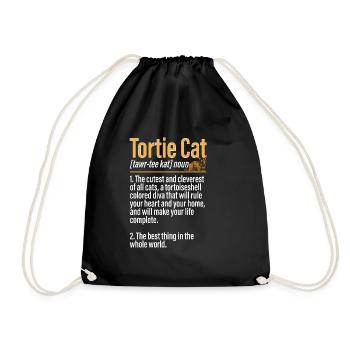 Schildpatt Katze Tortoiseshell Cat Tortie - Turnbeutel - Schwarz - Vorne