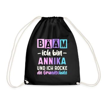 Name Annika Geschenk Grundschule - Turnbeutel - Schwarz - Vorne