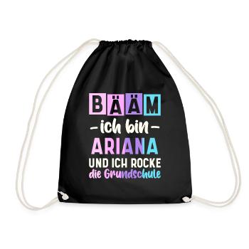 Name Ariana Geschenk Grundschule - Turnbeutel - Schwarz - Vorne