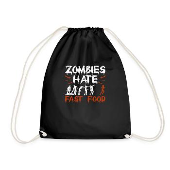 Zombies Hate Fast Food Funny Halloween Runners - Drawstring Bag - black - Front