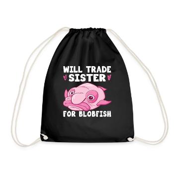 Blobfish Kostüm - Hässliches Blob Fischgesicht - - Turnbeutel - Schwarz - Vorne