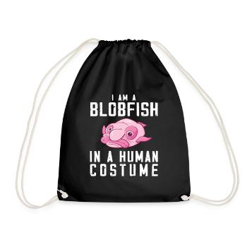 Blobfish Kostüm - Hässliches Blob Fischgesicht - - Turnbeutel - Schwarz - Vorne