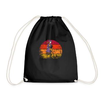 Vélo Balade Sorcière Drôle Cycliste Amoureux - Sac de sport léger - noir - Devant