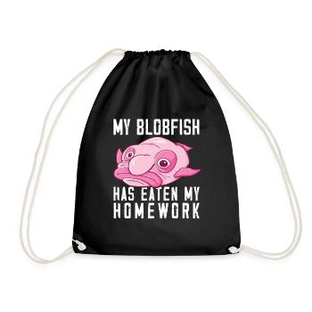 Blobfish Kostüm - Hässliches Blob Fischgesicht - - Turnbeutel - Schwarz - Vorne