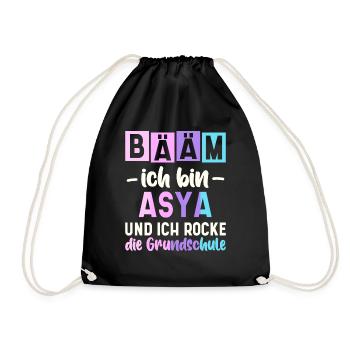 Name Asya Geschenk Grundschule - Turnbeutel - Schwarz - Vorne