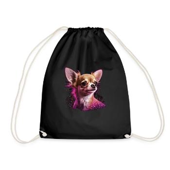 Chihuahua Puppy | Pretty Pink Dog Girly Mom Women - Drawstring Bag - black - Front