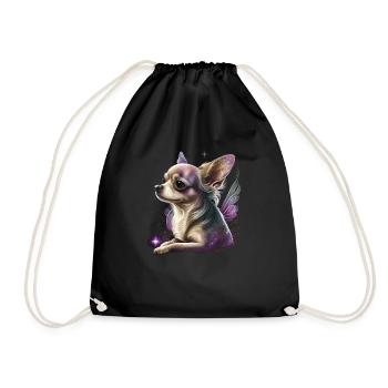 Chihuahua Puppy | Pretty Pink Dog Girly Mom Women - Drawstring Bag - black - Front
