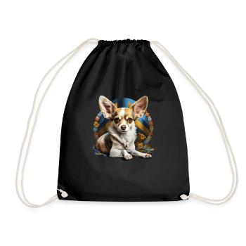 Chihuahua | Ukraine Peace & Love Flag Help Dog - Drawstring Bag - black - Front