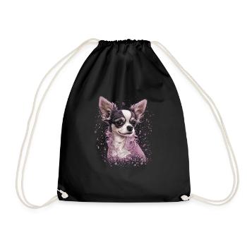 Chihuahua Puppy | Pretty Pink Dog Girly Mom Women - Drawstring Bag - black - Front