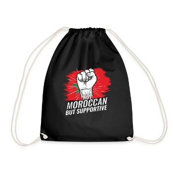 Not Moroccan But Supportive Morocco Flag Country - Drawstring Bag - black - Front