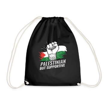 Not Palestinian But Supportive Palestine Flag - Drawstring Bag - black - Front